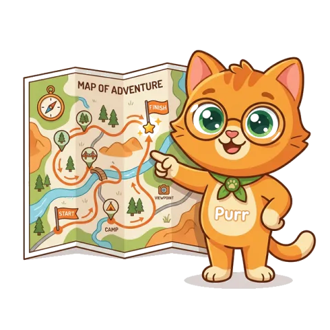 Purr showing a roadmap illustration
